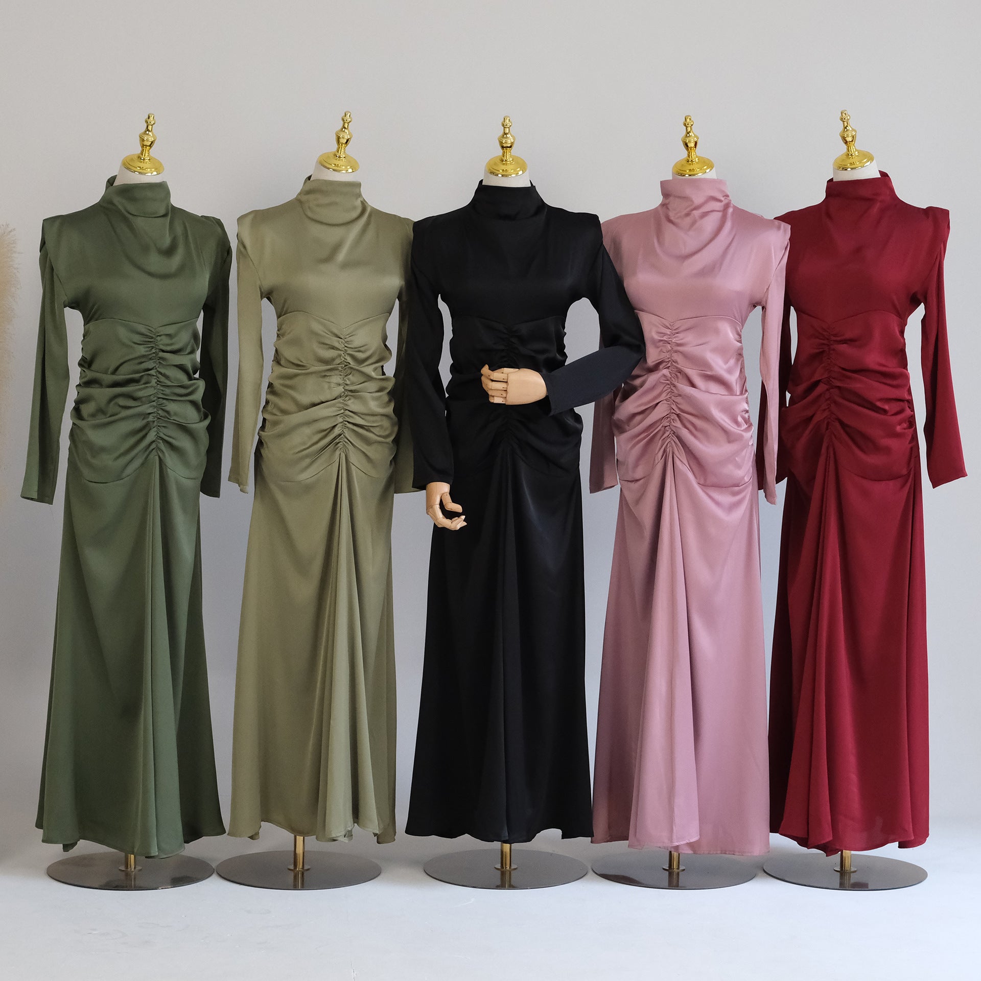1598#Wholesale Modest Satin Dresses Stylish Muslim Women Dress Latest Abaya