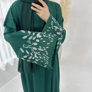 1769# Satin Embroidery Luxury Muslim Women Abaya Dress Islamic Clothing Women