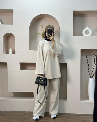 1894#New Suit Islamic Clothing 2 Piece Set Casual Style Elegant Suit Pants Set Muslim Women Modest Muslim Pants Top Set