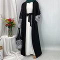 1452#Hot Seller Palestine-Inspired Printed Soft Linen Keffiyeh Open Abaya Wholesale With Crossbody Bag