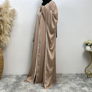 1688#Open Kimono Arabic Style Dubai Muslim Satin Abaya