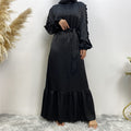 6582# Elegant satin dress long sleeve elasticated summer women dresses 9 colors