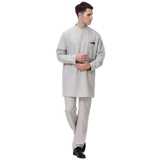 TH814#2 pcs Arab Muslim Wear calf Length Muslim Clothes Jubba Men's Thobe