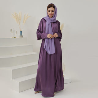 221022#Gonice New Design Satin Abaya Pleated Women Modest Dress