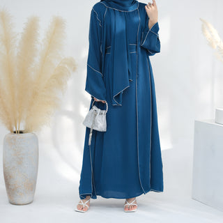 1692#2024 Ramadan 2 Piece EID Islamic Clothingomen Muslim Dress Modest Abaya Set