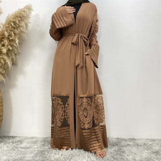 1546#Latest Designs New Wholesale Clothing Floral Lace Turkish Kimono Abaya