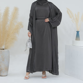 1692#2024 Ramadan 2 Piece EID Islamic Clothingomen Muslim Dress Modest Abaya Set