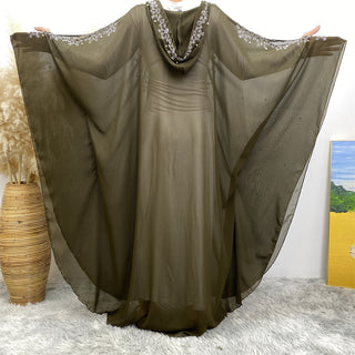 6741# Luxury diamond rhinestone muslim women's Eid Ramadan chiffon Abaya