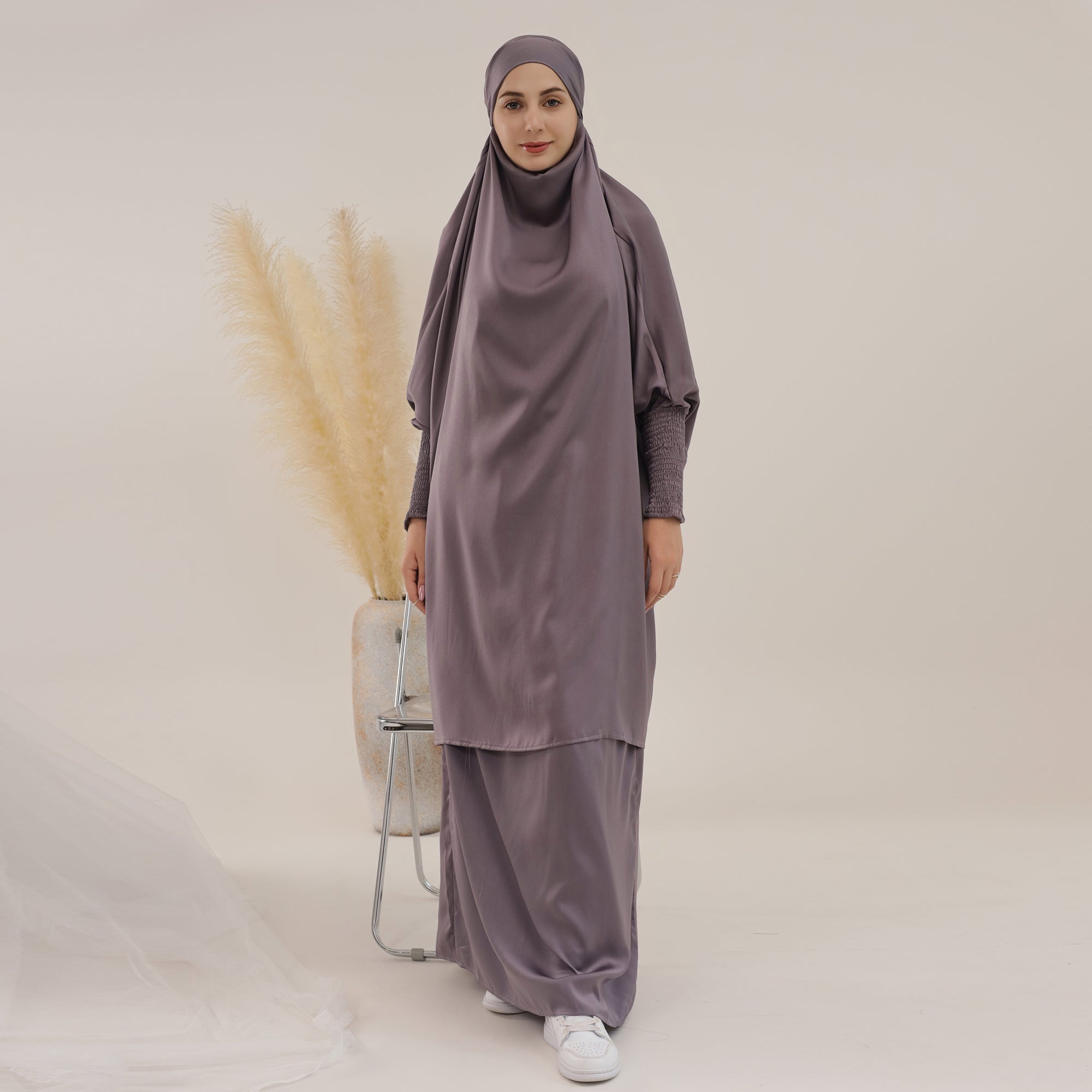 1618#Islamic Clothing 2pcs Prayer Abaya Jilbab_ For Muslim Women