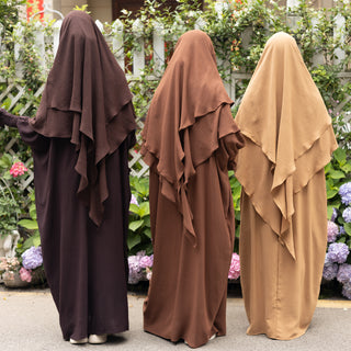 1616+1908#Drop Shipping Muslim Clothing 2 Layer Khimar  2pc EID Jilbab_ Abaya