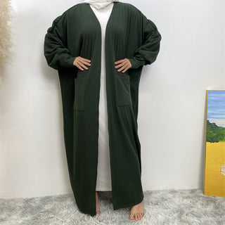 1997#New Fashion Cotton Autumn Winter Coat Cotton Side Pockets Open Abaya