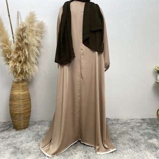 1688#Open Kimono Arabic Style Dubai Muslim Satin Abaya