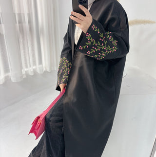 1790#2024 EID Ramadan Floral Embroidery Abaya Modest Clothing Dubai Abaya