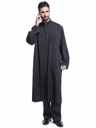 TH805#2 pcs Arab Muslim Wear calf Length Muslim Clothes Jubba Men's Thobe