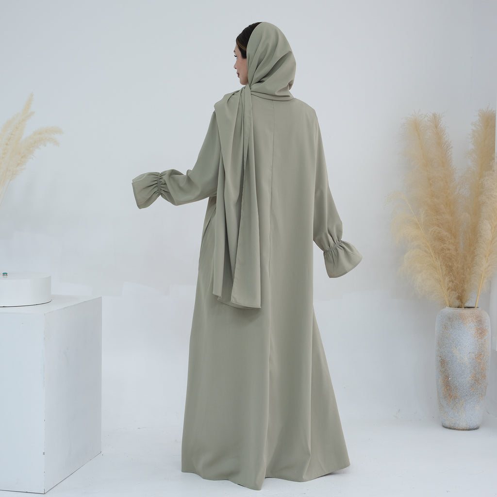 1714#Nida Ruffle Style One Piece Jilbab Abaya Women muslim dress