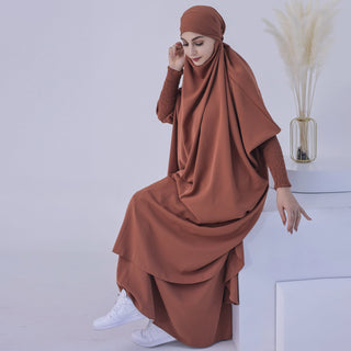 1459#Arabic Abaya Muslim Dresses dubai 2 piece set Nida Prayer Abaya