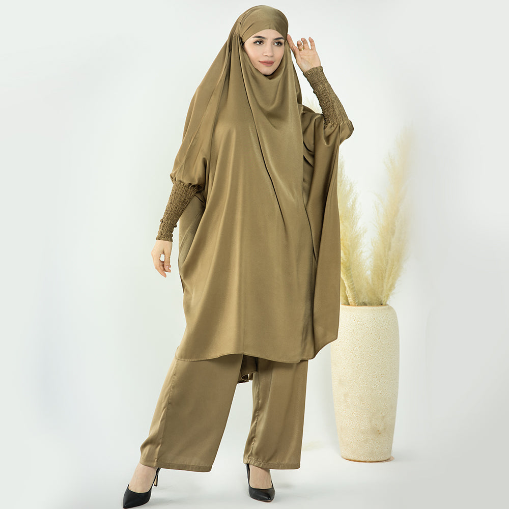 1572#Ladies Ramadan Islamic Clothing Two-Pieces Top and Pants Set