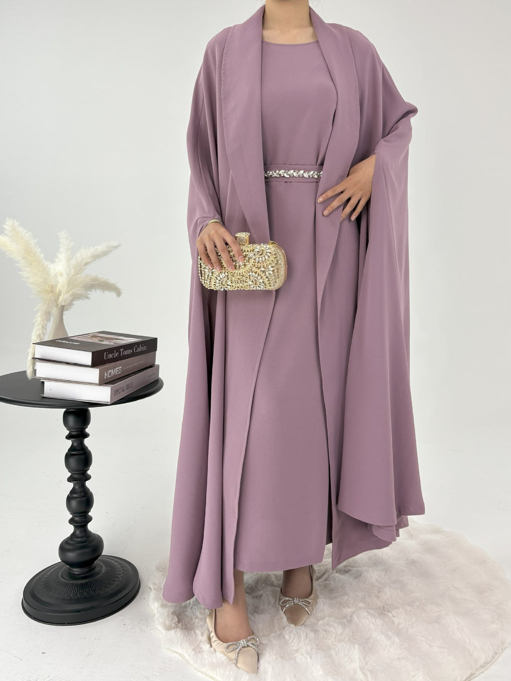 1020#2pcs Abaya Women Muslim Dress Set  Ramadan Islamic Clothing Kaftan