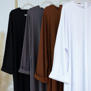 1657#Winter Abaya for Women Muslim Kint Fabric Solid Color Modest Dresses