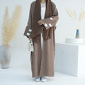 1731#New Arrival Linen Abaya Solid Color with Cloud Plain Abaya  Islamic Clothing Abaya