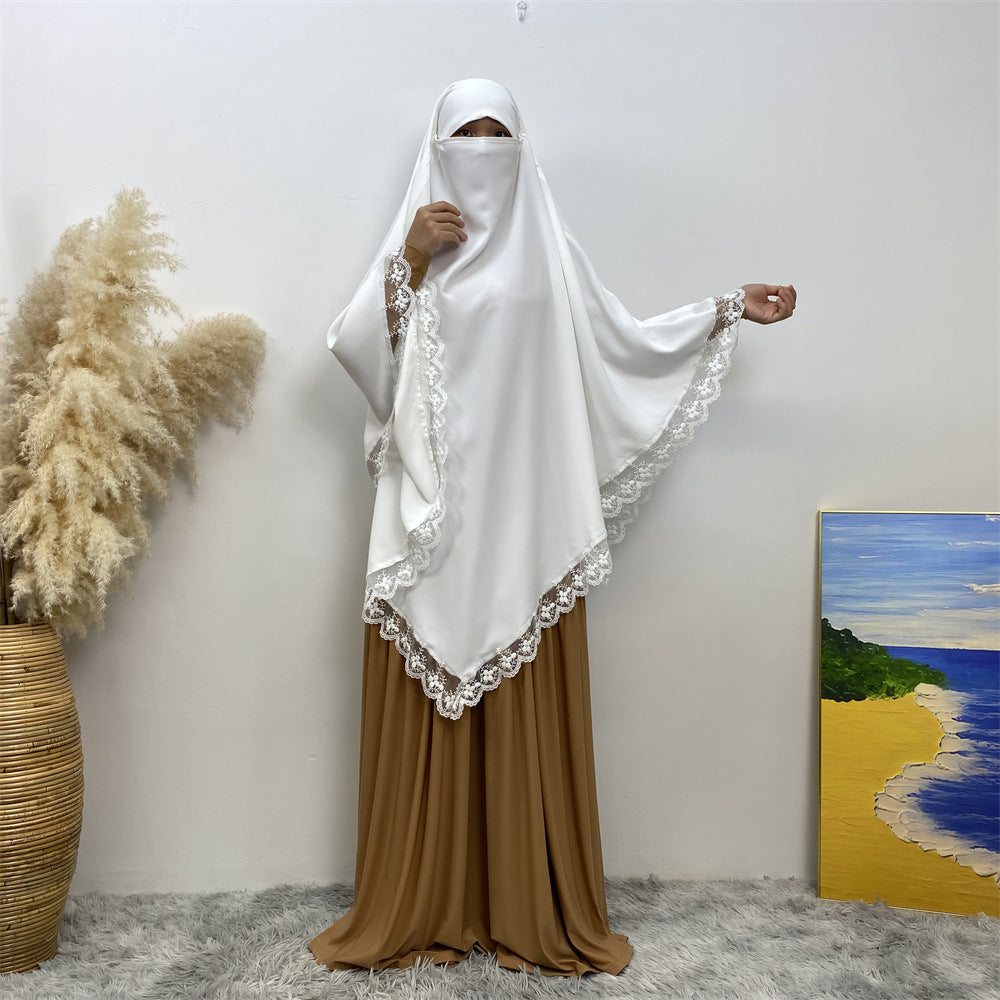 1306#One Layer Nida Material Lace Border Women Khimar Hijab 13 Colors