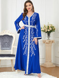 3144#Luxury Diamond Beaded Ethnic Kaftan embroidery Dress