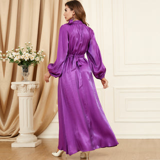 3349# 2023 New Fashion High Quality Satin Muslim Maxi Dress