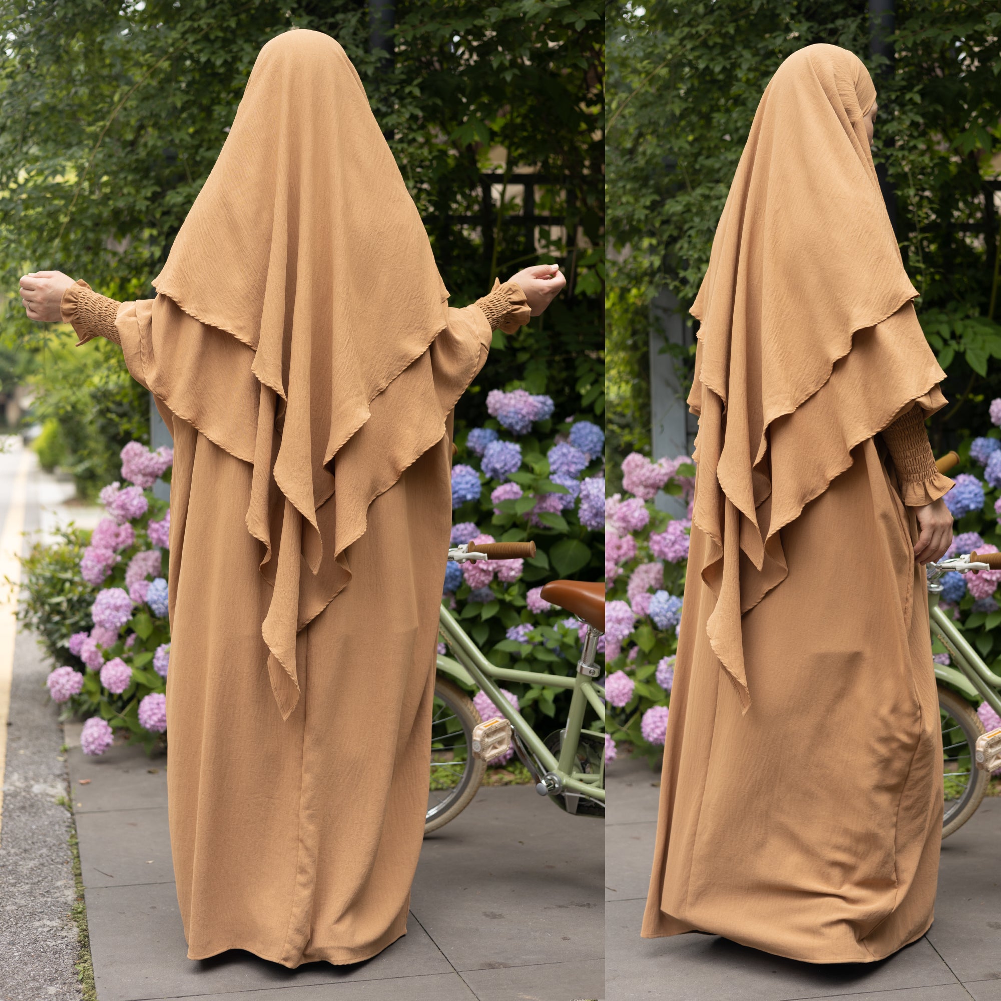 1616+1908#Drop Shipping Muslim Clothing 2 Layer Khimar  2pc EID Jilbab_ Abaya