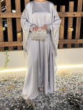 1037#Luxury Abaya Manufacturer Islamic Clothing Cardigan Abaya and Inner Dress Set With Diamond Chain