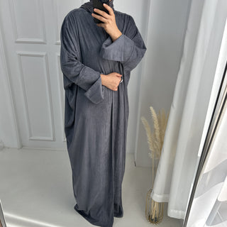 1670#New Autumn Soft Velvet Muslim Winter Kaftan Abaya Dubai Women Open Abaya Modest Dress