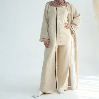 1908#Winter Thick Warm Modest Abaya Coat Dubai Custom Cardigan Kimono Tweed Abaya