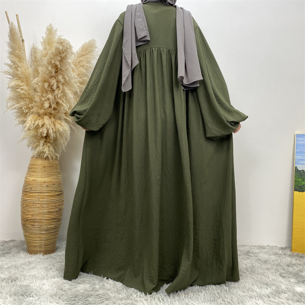 1969# Latest Elastic Cuff Big Lantern Sleeves With Side Pockets Women Abaya 的副本