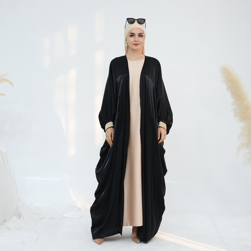1848#2025 Spring Summer Modest Abaya Islamic Clothing Shinny Kimono Open Abaya