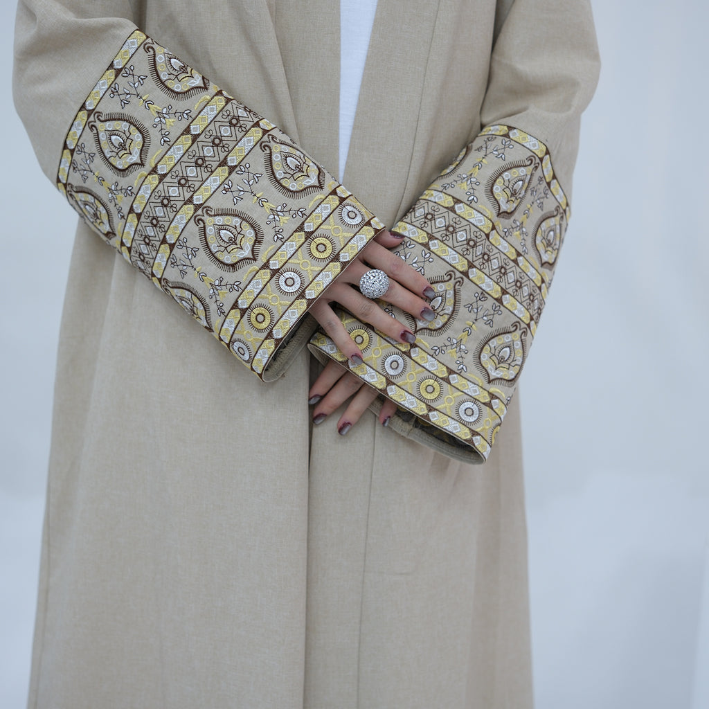1753#Women Muslim Dress Femmes Robe Musulmane Islamic Clothing Linen Kimono Abaya
