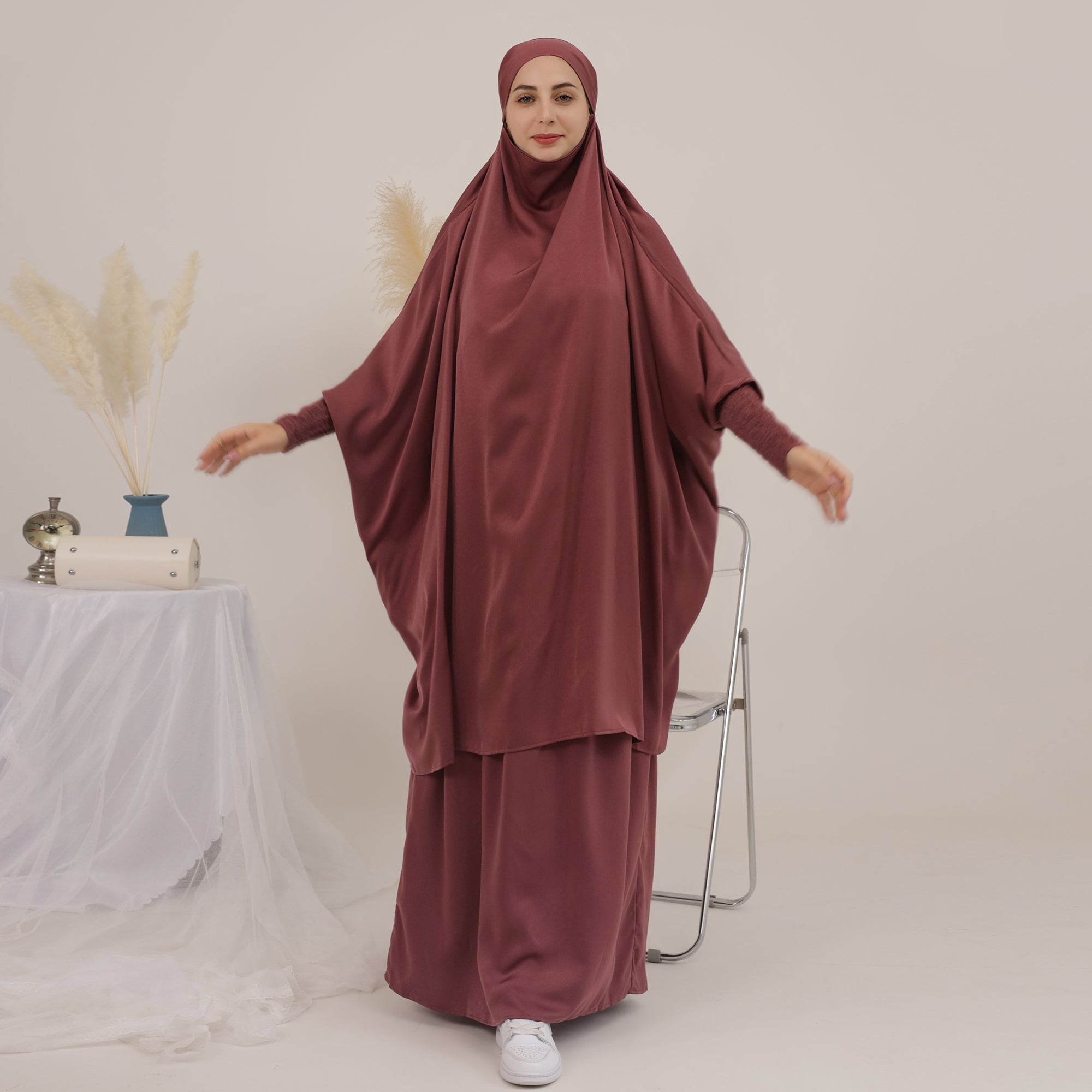 1618#Islamic Clothing 2pcs Prayer Abaya Jilbab_ For Muslim Women