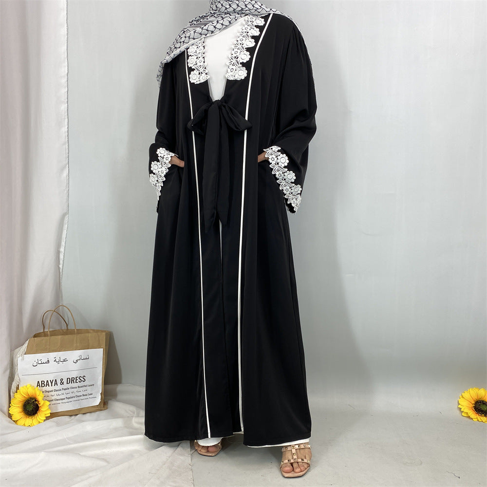 1467#Nida Abaya with Floral Lace Applique the Most Gorgeous Shade for Muslim Women