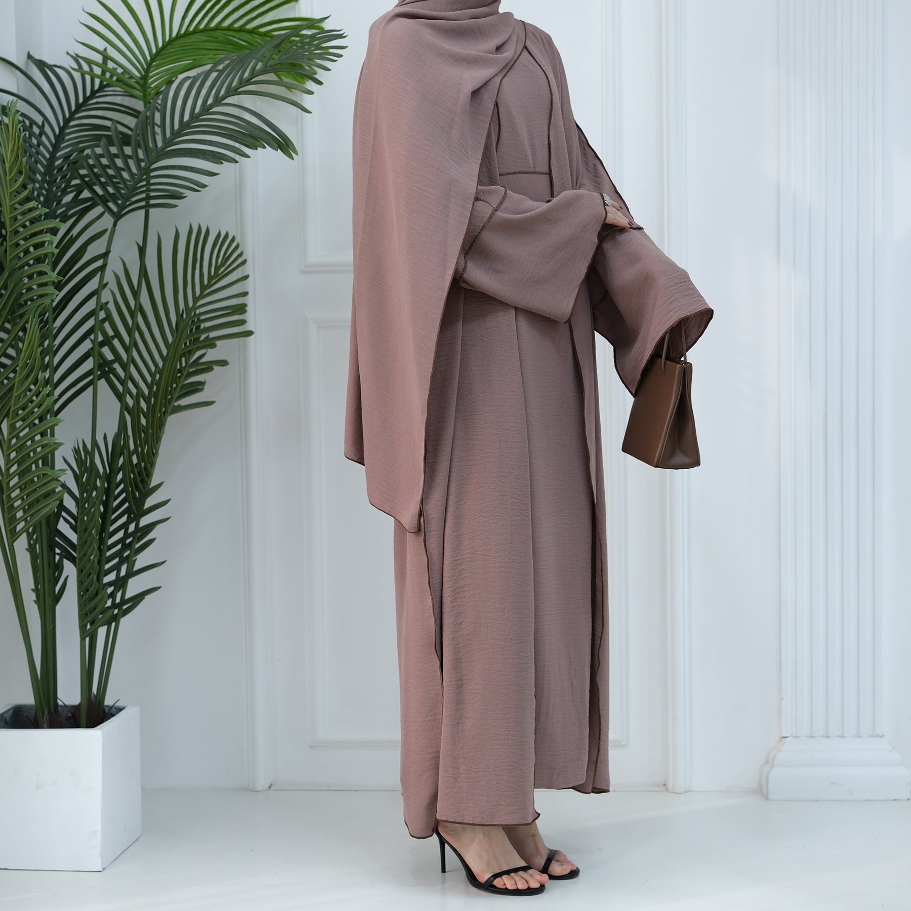 1693#2024 New Modest Wrinkle Polyester EID With Hijab Islamic Clothing Abaya