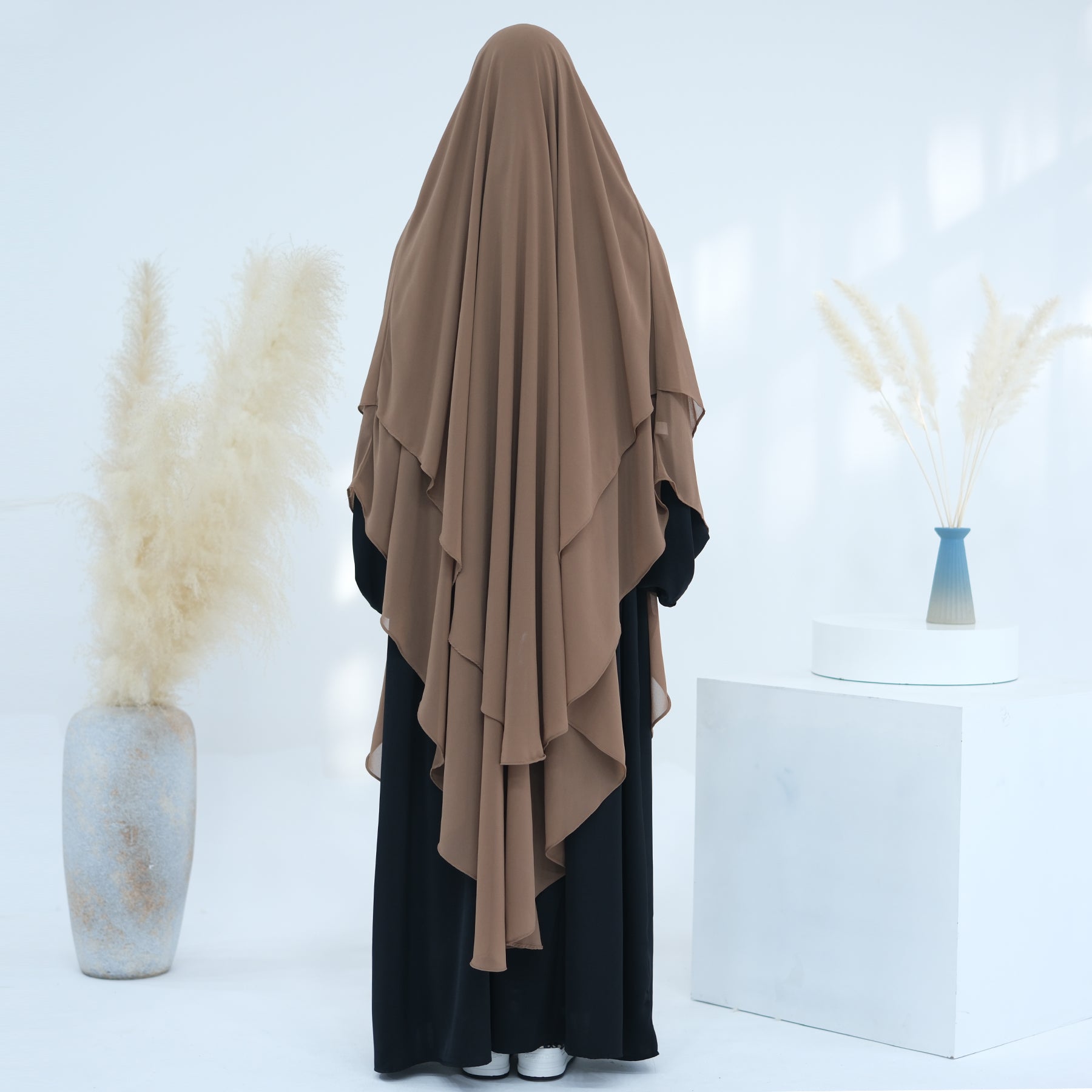 1916#2024 New Overhead Prayer Scarf Muslim Women Hijab 2 Layers Long Niqab Chiffon Khimar