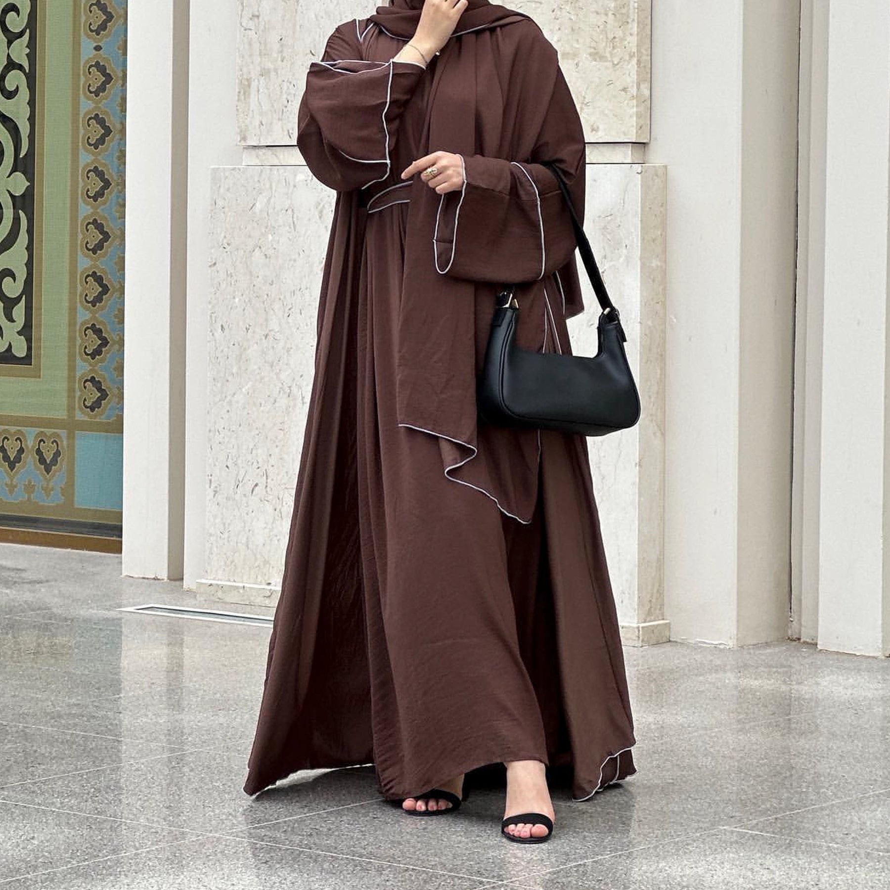 1692#2024 Ramadan 2 Piece EID Islamic Clothingomen Muslim Dress Modest Abaya Set
