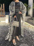 1038# High Quality Luxury Abaya Dubai Premium Satin Kimono 2 Piece Abaya Set