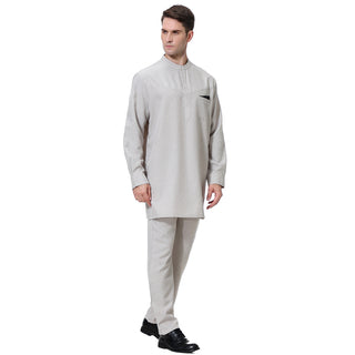 TH814#2 pcs Arab Muslim Wear calf Length Muslim Clothes Jubba Men's Thobe