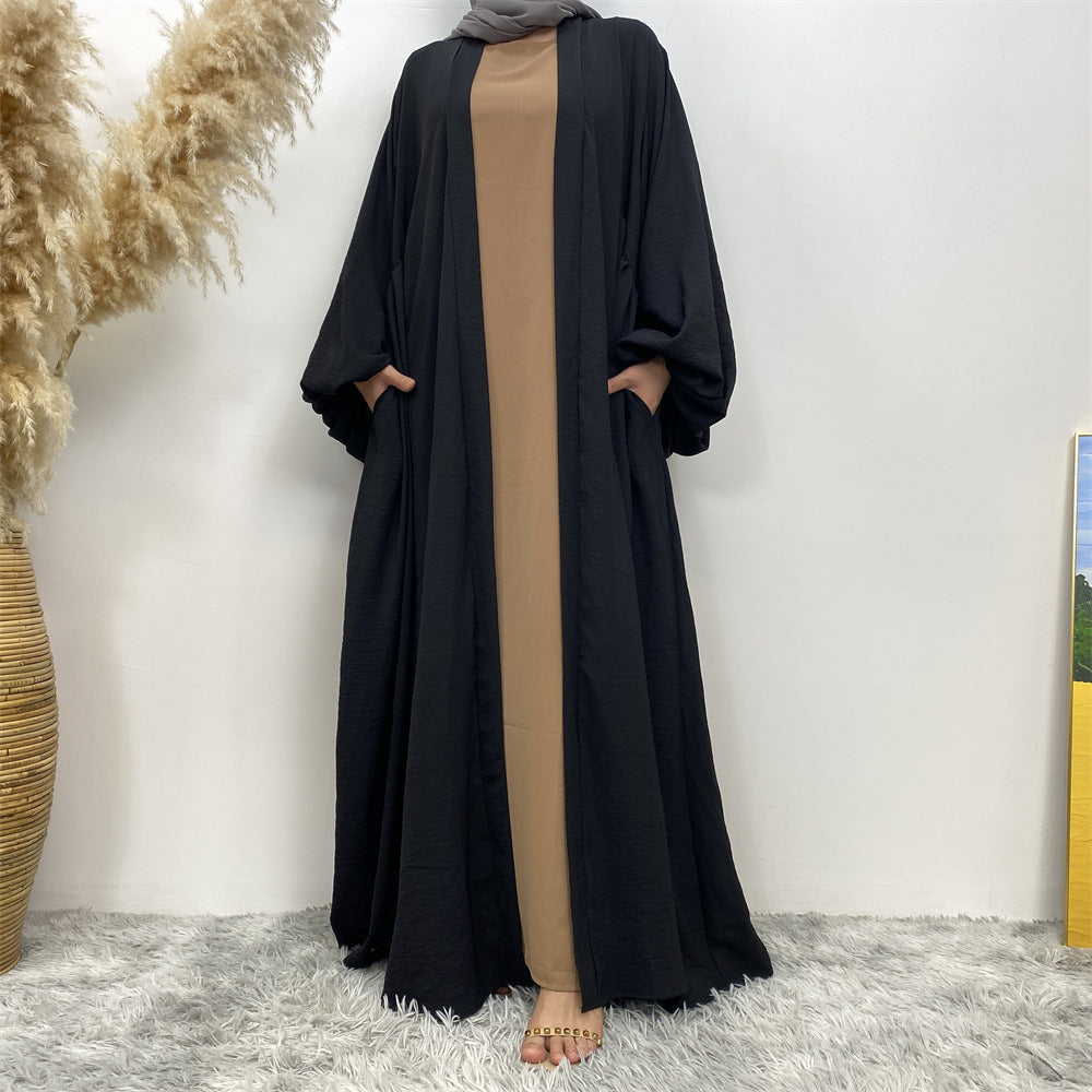 1969# Latest Elastic Cuff Big Lantern Sleeves With Side Pockets Women Abaya 的副本