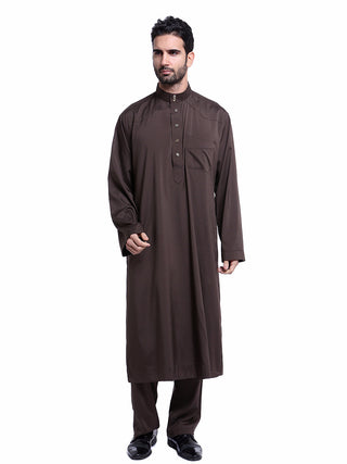 TH805#2 pcs Arab Muslim Wear calf Length Muslim Clothes Jubba Men's Thobe