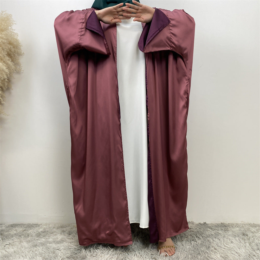 1428#ew Style Smooth Satin Material Particular Split Cuff Design Women Versatile Classy Open Abaya