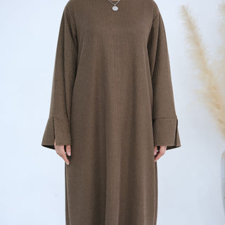 1912#Knit Fabric Latest Winter Women Muslim Dress Islamic Clothing Women Modest Dresses Abaya