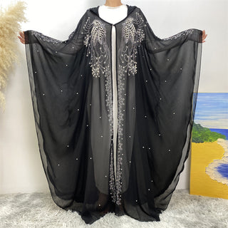 6741# Luxury diamond rhinestone muslim women's Eid Ramadan chiffon Abaya