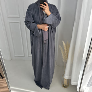 1670#New Autumn Soft Velvet Muslim Winter Kaftan Abaya Dubai Women Open Abaya Modest Dress