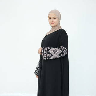 1915#Crepe Latest Abaya Women EID Embroidery Open Abaya Dubai Islamic Turkey Dresses