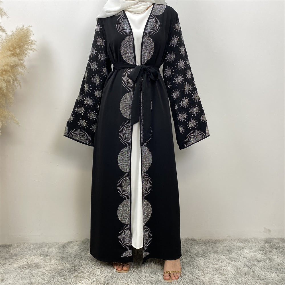 1423# Latest Ramadan Abaya For Women Muslim Fashion Luxury Silver Sequin Abaya