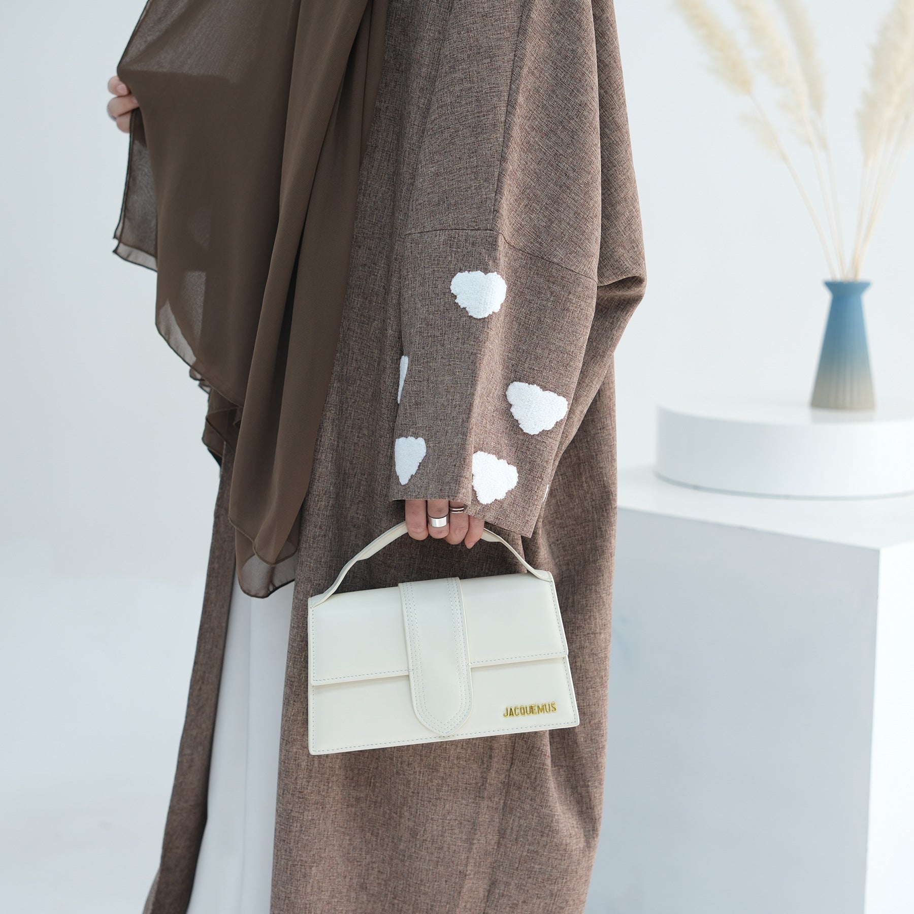 1731#New Arrival Linen Abaya Solid Color with Cloud Plain Abaya  Islamic Clothing Abaya